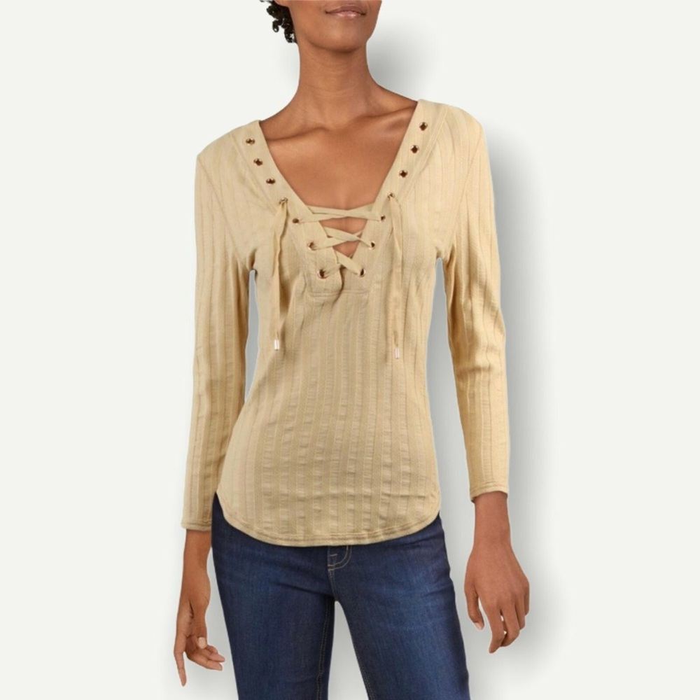 FREE PEOPLE Ice Cold Sun Fade Henley Lace Corset V-Neck Top – NWT XS